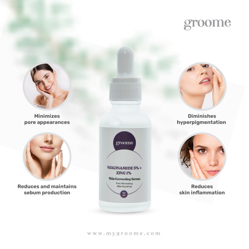 Groome Niacinamide 5% + Zinc 1% Skin Correcting Serum (30ml)