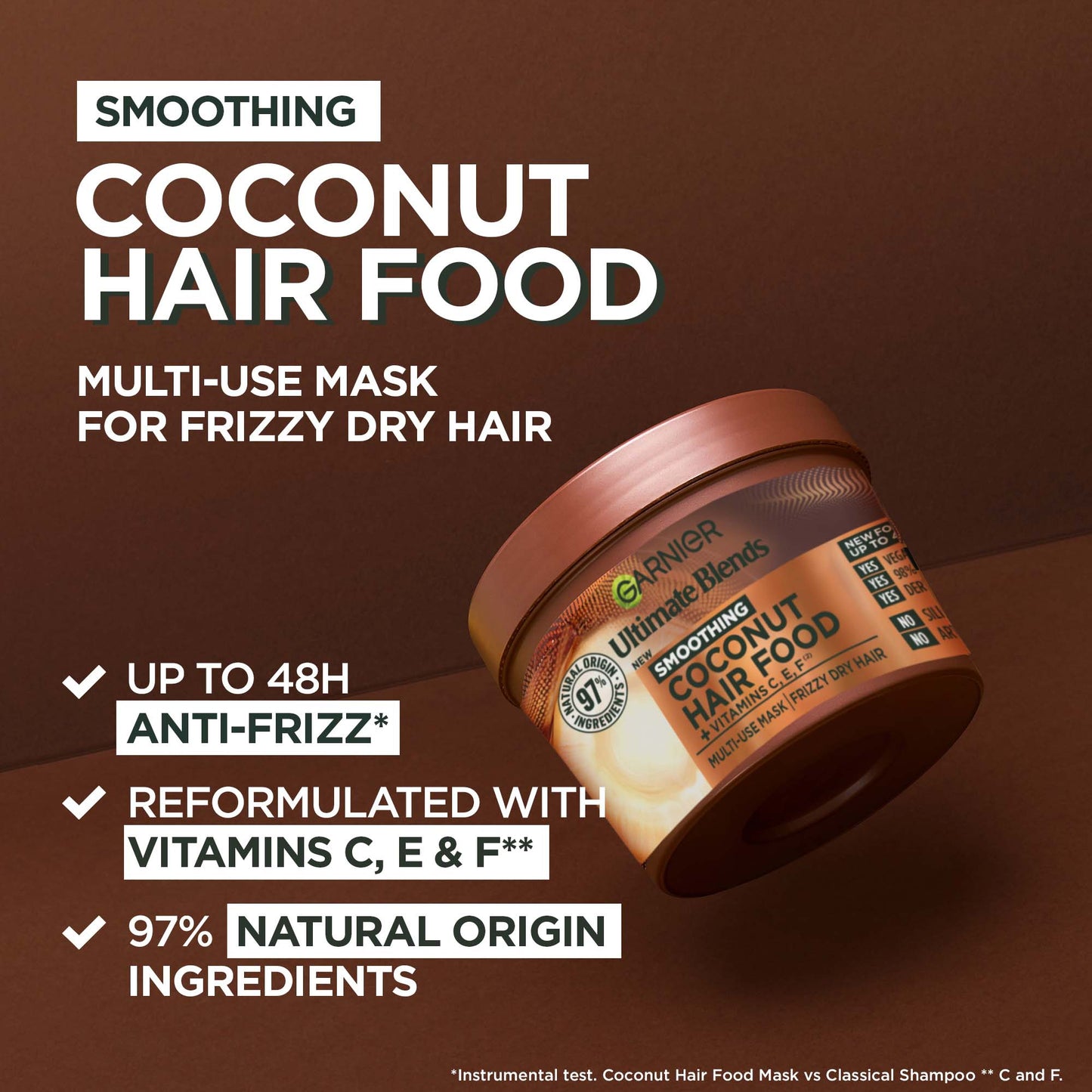 Garnier Ultimate Blends Hair Food Coconut Oil 3-in-1 Frizzy Hair Mask Treatment (390ml)