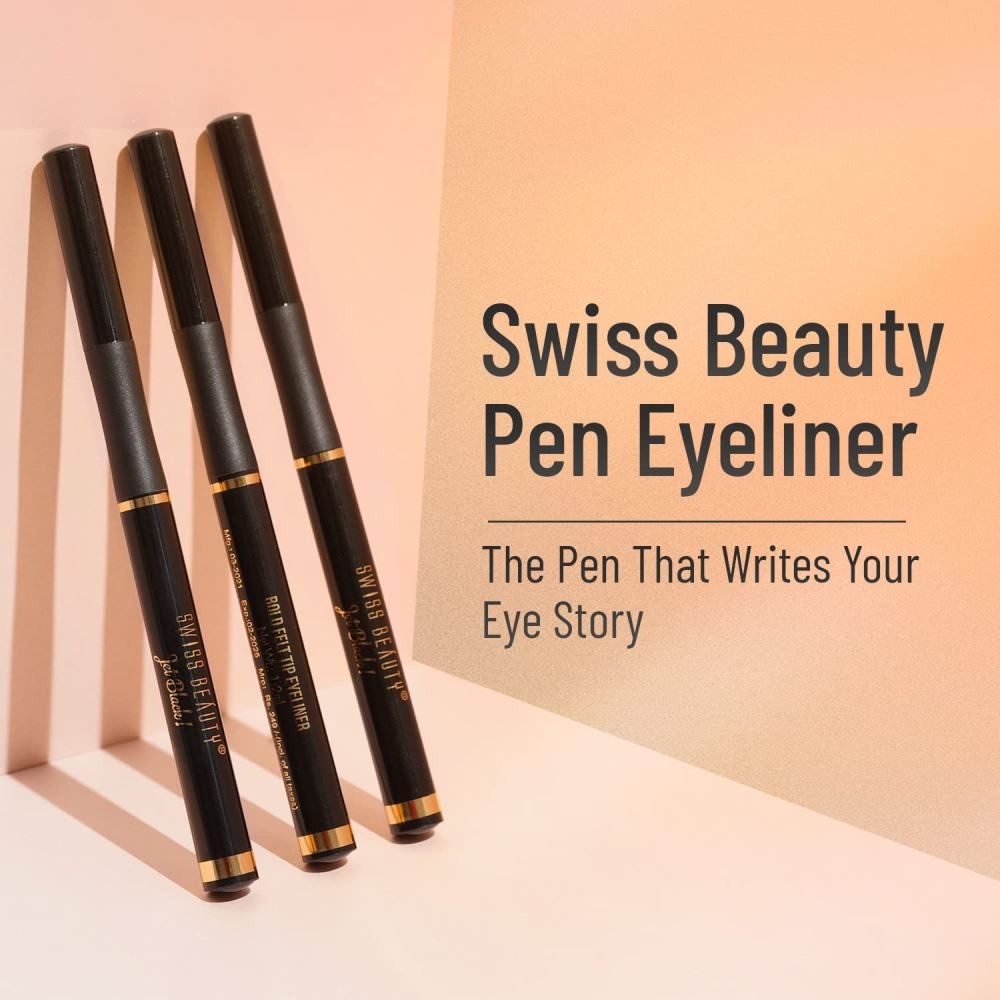 Swiss Beauty Jet Black Bold Felt Tip Eyeliner
