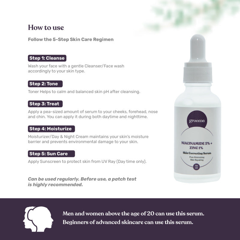Groome Niacinamide 5% + Zinc 1% Skin Correcting Serum (30ml)