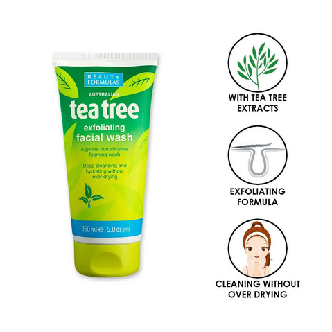 Beauty Formulas Tea Tree Exfoliating Facial Wash (150ml)
