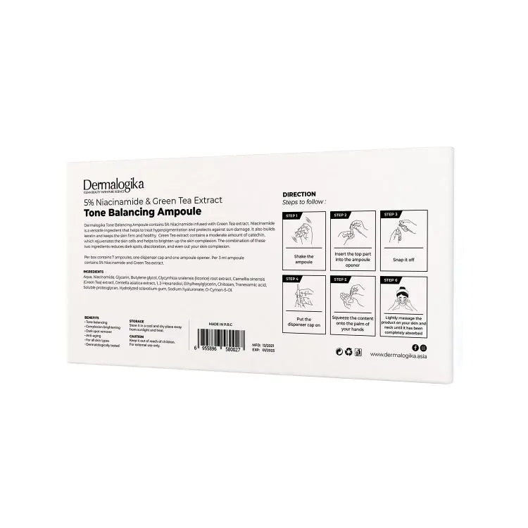 Dermalogika Tone Balancing Ampoule with 5% Niacinamide & Green Tea Extract - 7 ampoule (21ml)