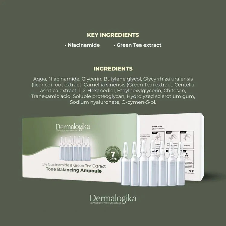 Dermalogika Tone Balancing Ampoule with 5% Niacinamide & Green Tea Extract - 7 ampoule (21ml)