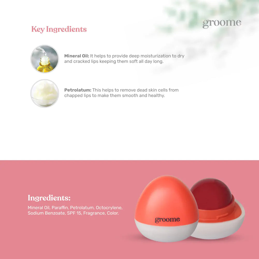 Groome Glow Lip Balm With SPF 15 – Sweet Sunrise (30gm)