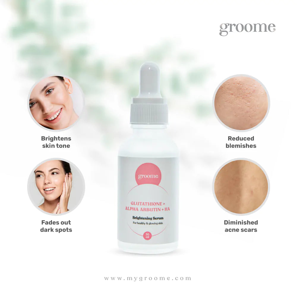 Groome Glutathione + Alpha Arbutin +HA Brightening Serum (30ml)