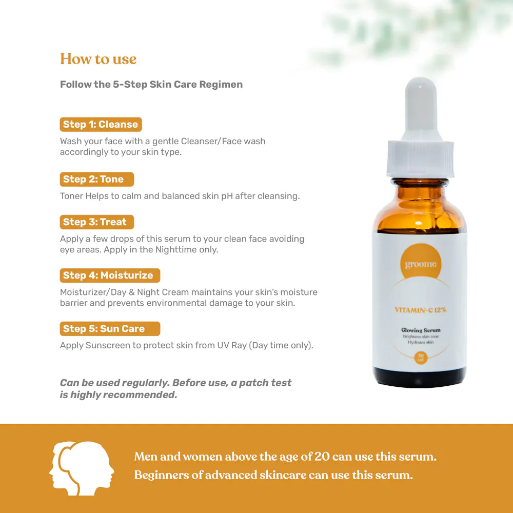 Groome Vitamin-C 12% Glowing Serum (30ml)