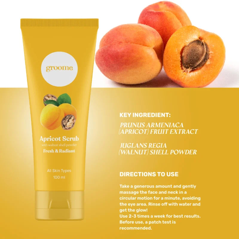 Groome Apricot Scrub - with Walnut Shell Powder (100ml)