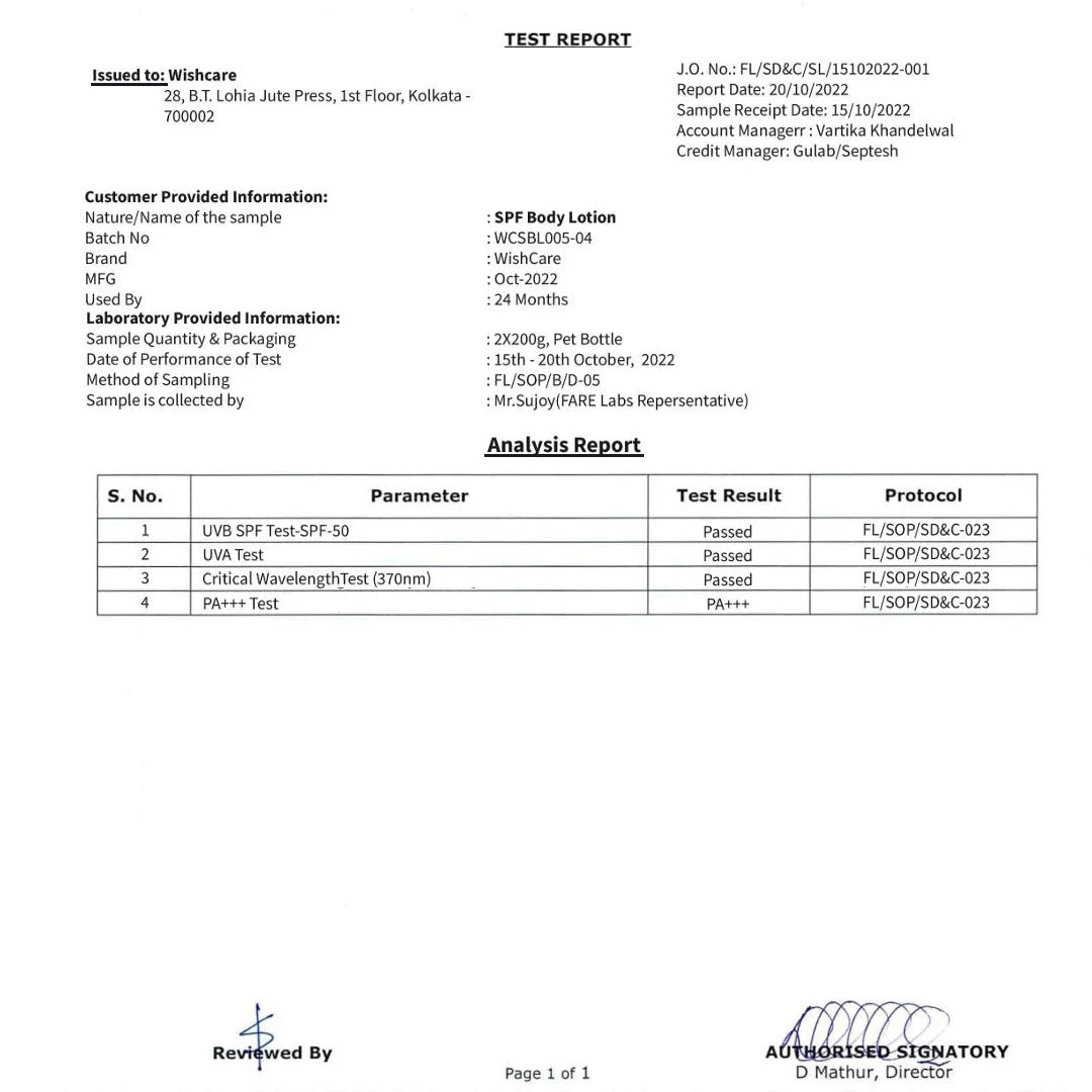 WishCare Sunscreen Body Lotion SPF 50 PA+++ (200ml)