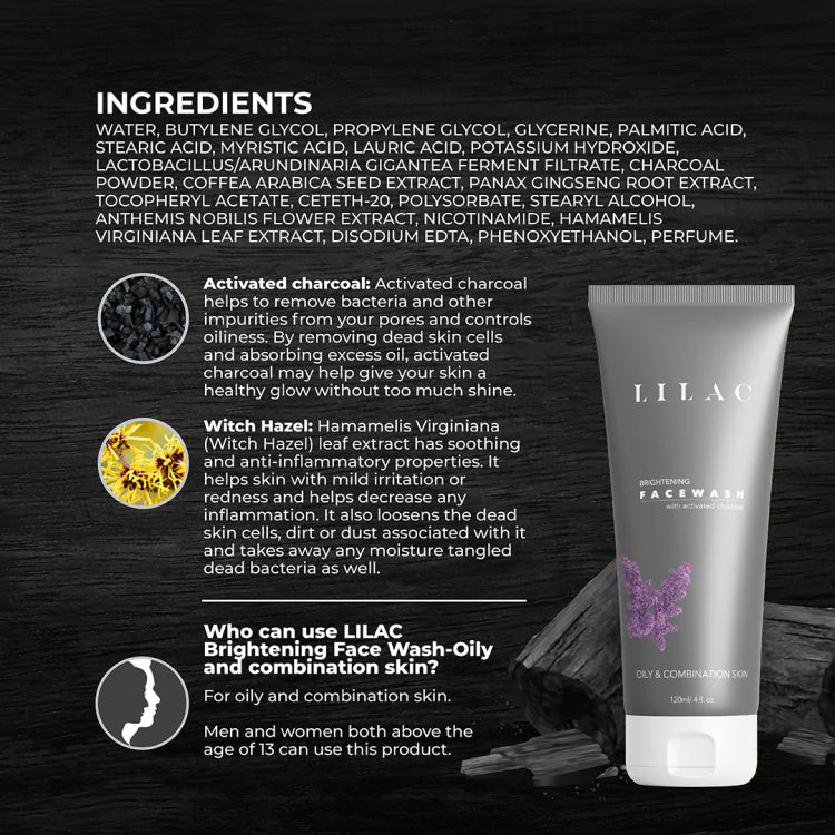 LILAC Brightening Face Wash Oily And Combination Skin (120ml)