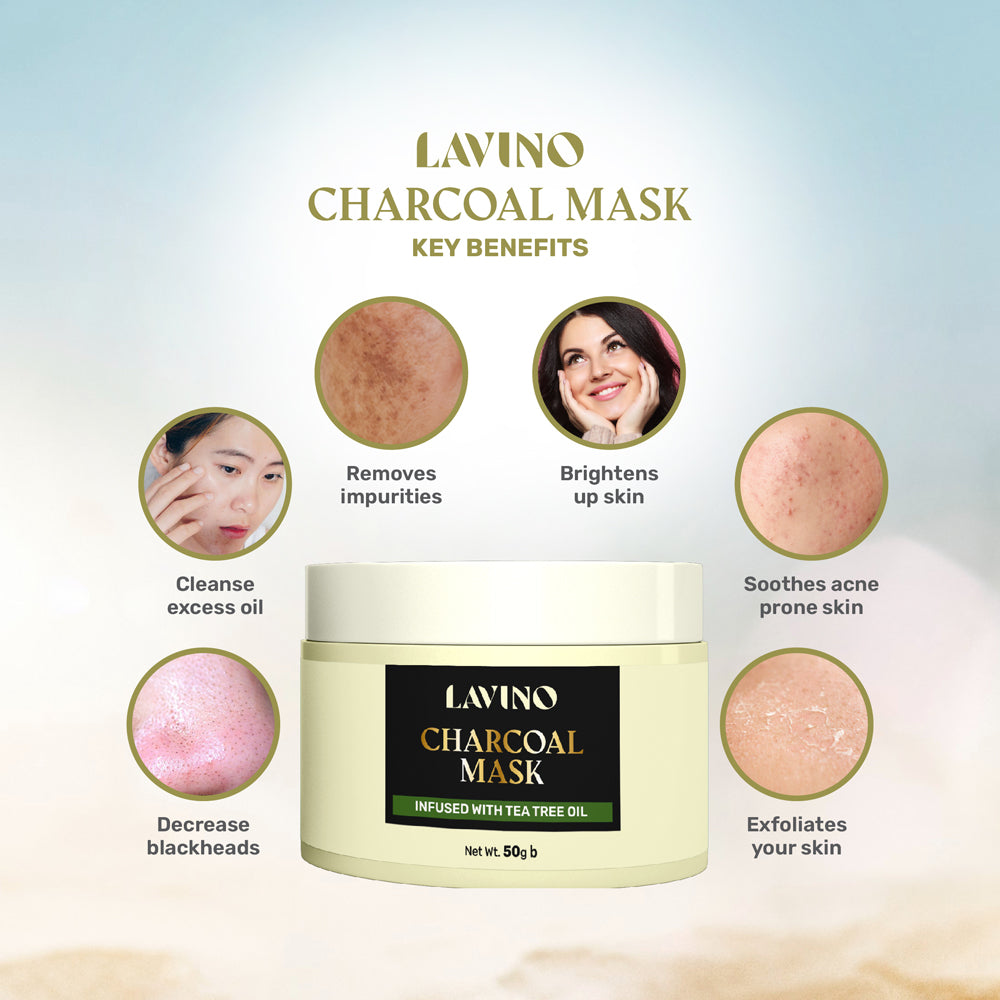 Lavino Charcoal Mask Infused With Tea Tree Oil (50g)