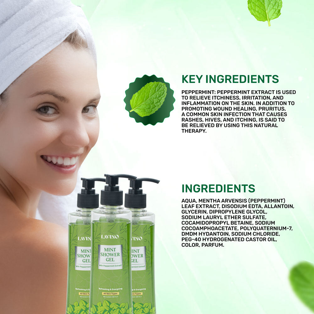 Lavino Mint Shower Gel – with Peppermint Extract (330ml)
