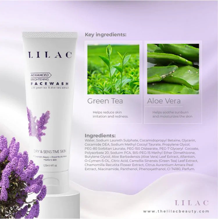 LILAC Brightening Face Wash Dry And Sensitive Skin (120ml)