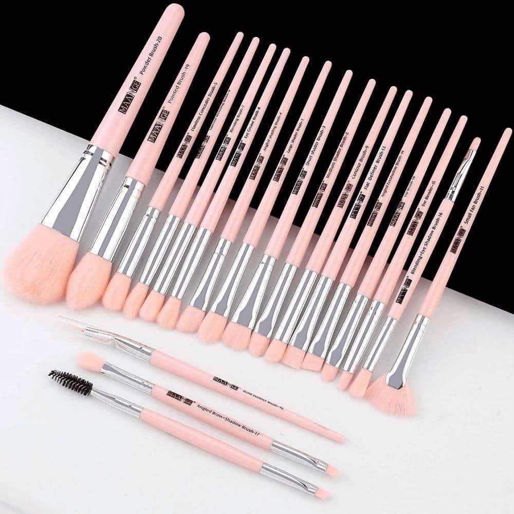 Maange 20 pcs Professional makeup Brush set - pink Set E