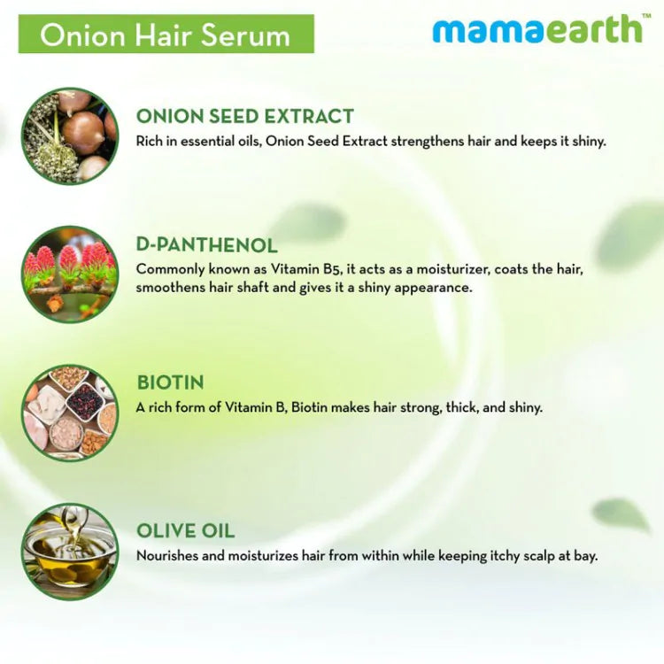 Mamaearth Onion Hair Serum With Onion & Biotin For Strong, Frizz-Free Hair (100ml)