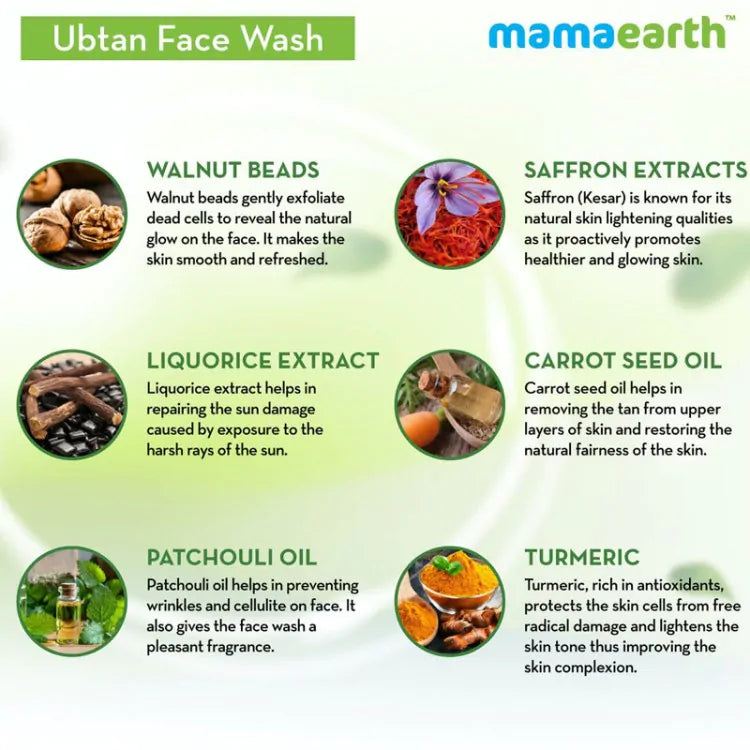 Mamaearth Ubtan Face Wash For Tan Removal (100ml)