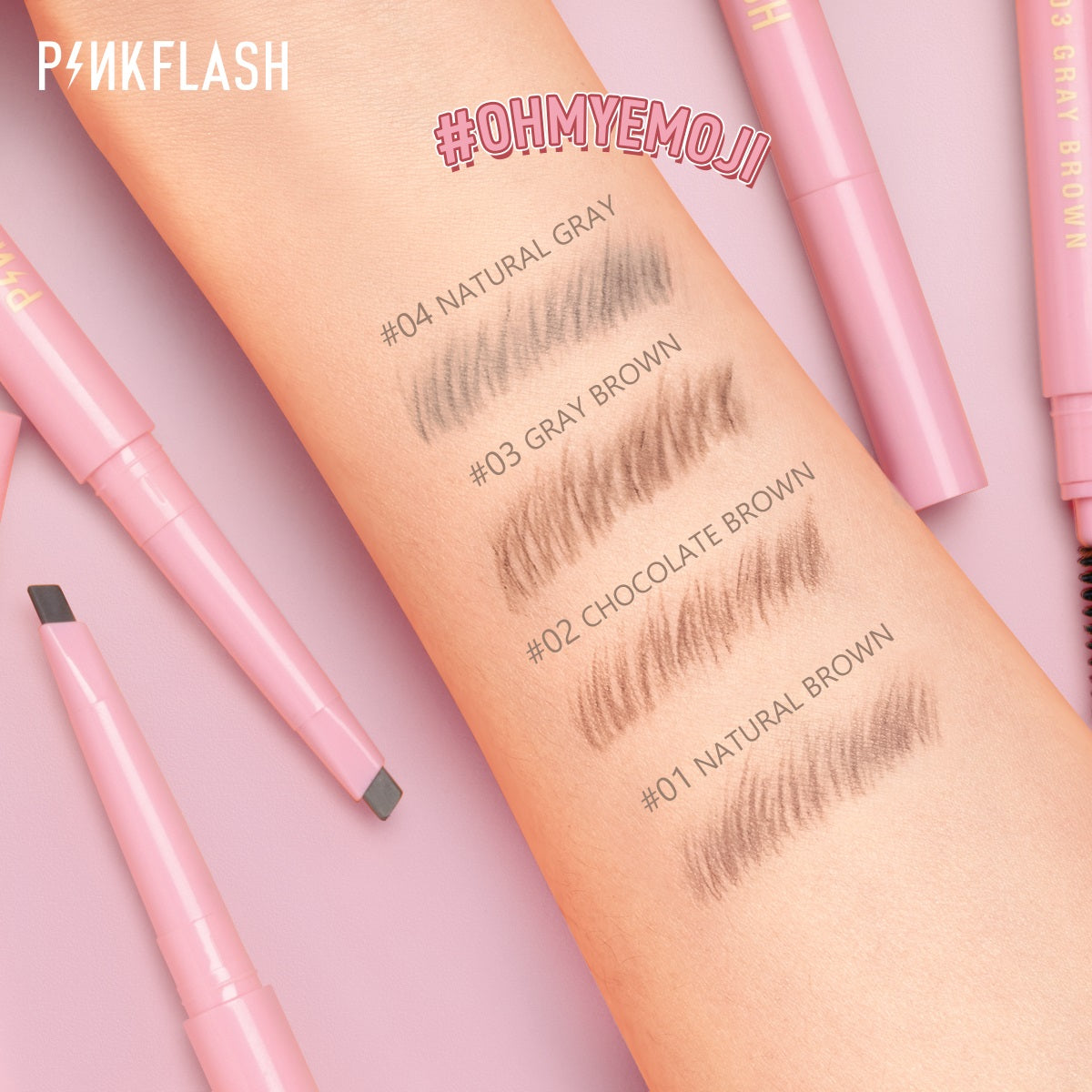 PINKFLASH Waterproof Auto Eyebrow Pencil - 01 Natural Brown