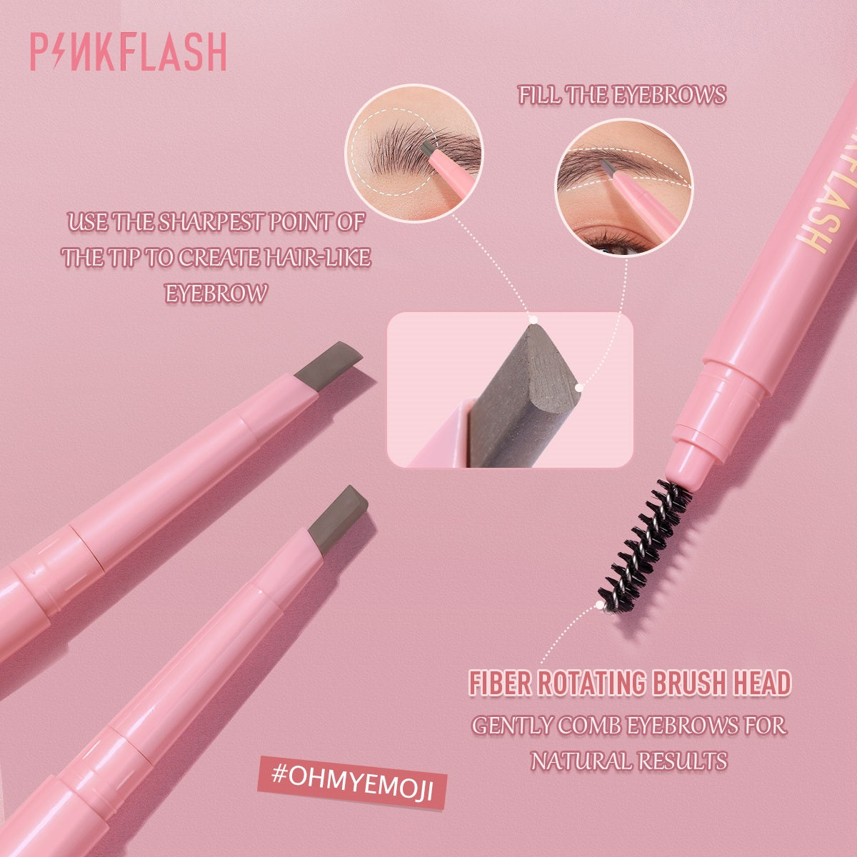 PINKFLASH Waterproof Auto Eyebrow Pencil - 01 Natural Brown