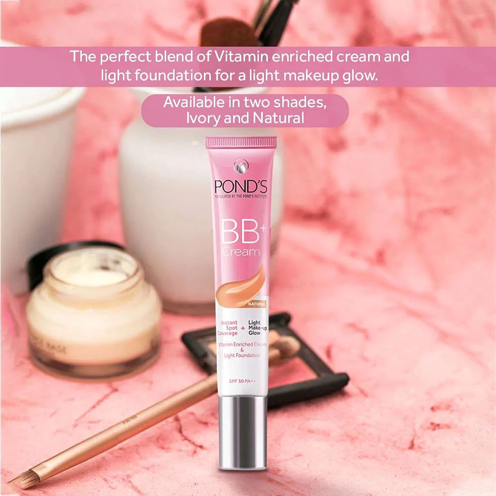 Pond's BB+ Cream Instant Spot Coverage + Light Make-up Glow Natural (18gm)