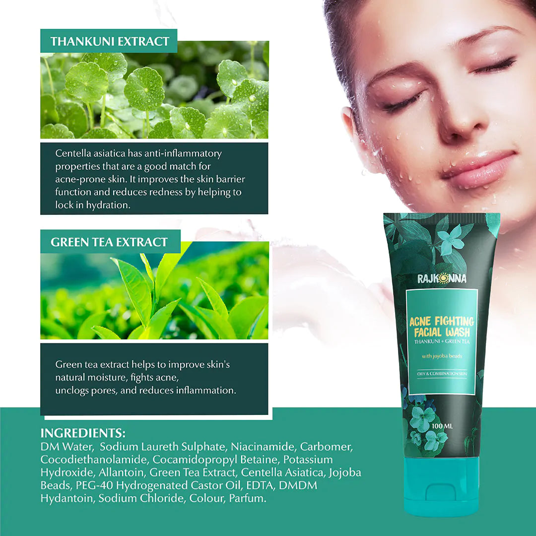 Rajkonna Acne Fighting Facial Wash With Jojoba Beads (100ml)
