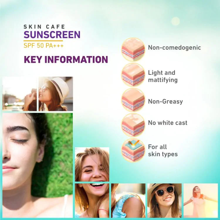 Skin Cafe Sunscreen SPF 50 PA+++ Lightweight & Non-Greasy (60gm)