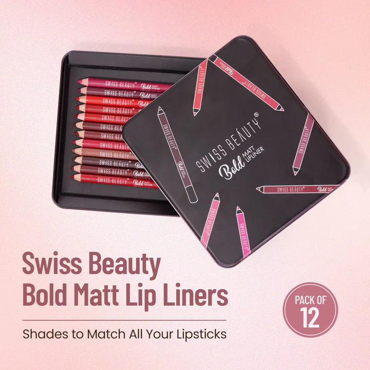 Swiss beauty Bold Matt Lip Liner Set Of 12 Pcs