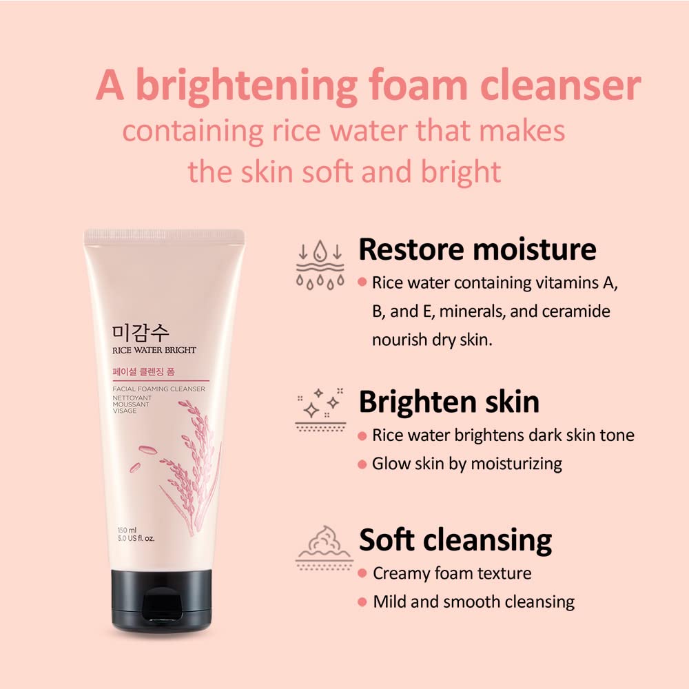 The Face Shop Rice Water Bright Facial Foaming Cleanser (150ml)