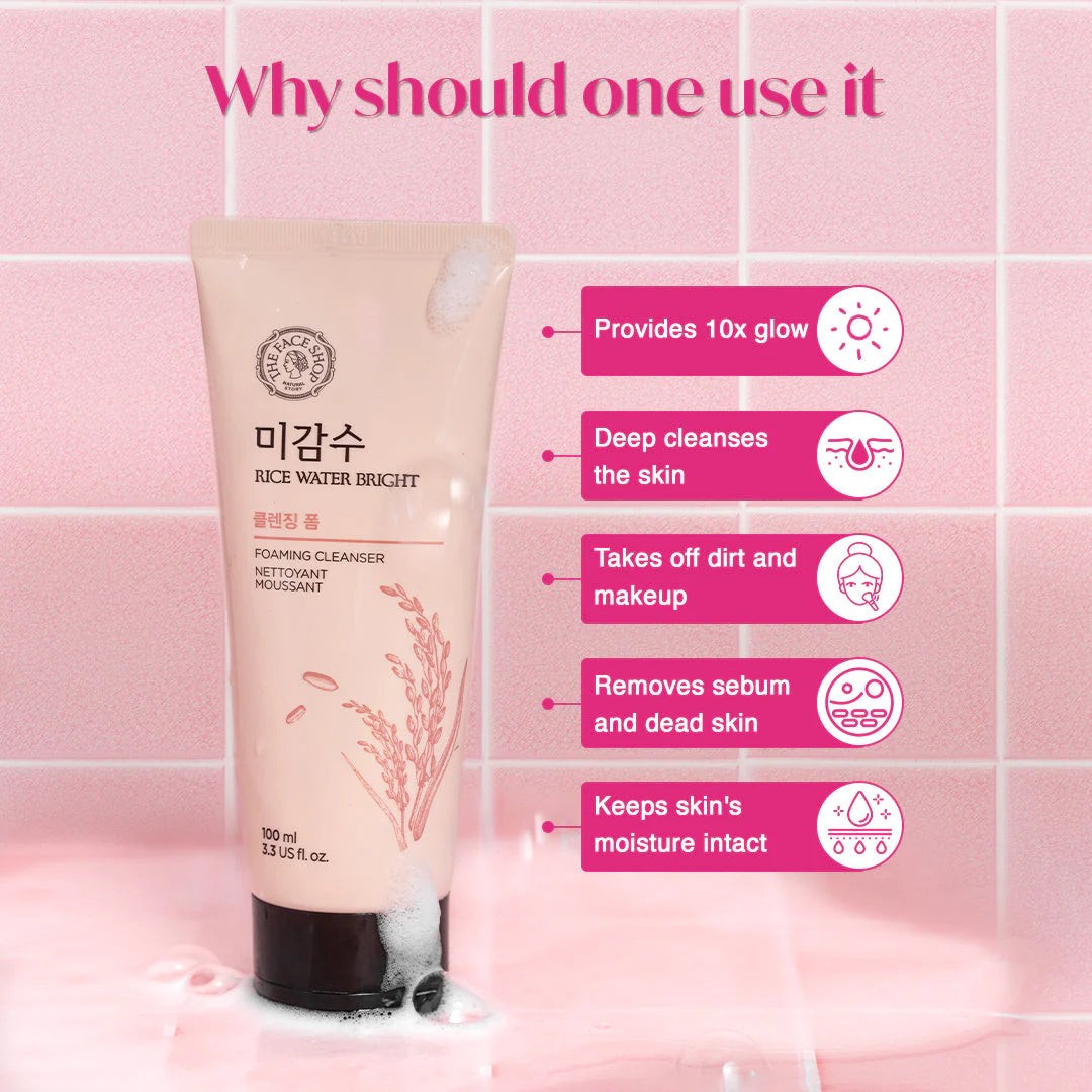 The Face Shop Rice Water Bright Facial Foaming Cleanser (150ml)