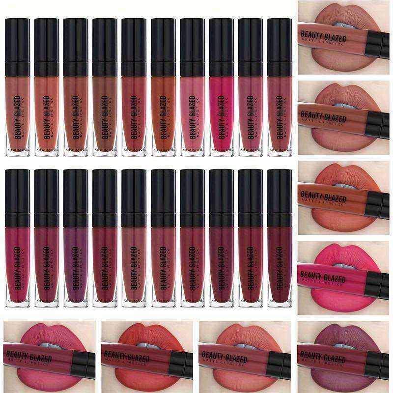 Beauty Glazed Matte Waterproof Long Lasting Liquid Lipstick - 104 DARK BROWN