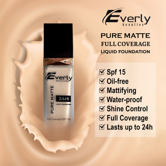 Everly Beauties Pure Matte Full Coverage Foundation - Beige