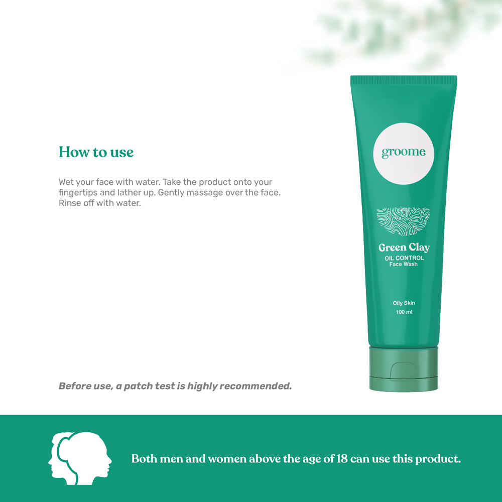 Groome Green Clay Oil Control Face Wash (100ml)