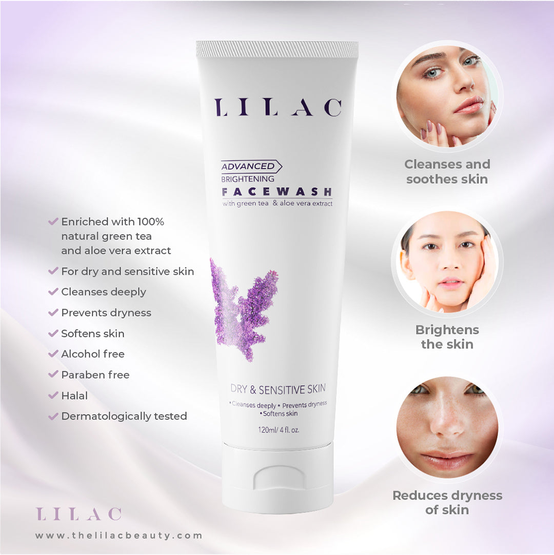 LILAC Brightening Face Wash Dry And Sensitive Skin (120ml)