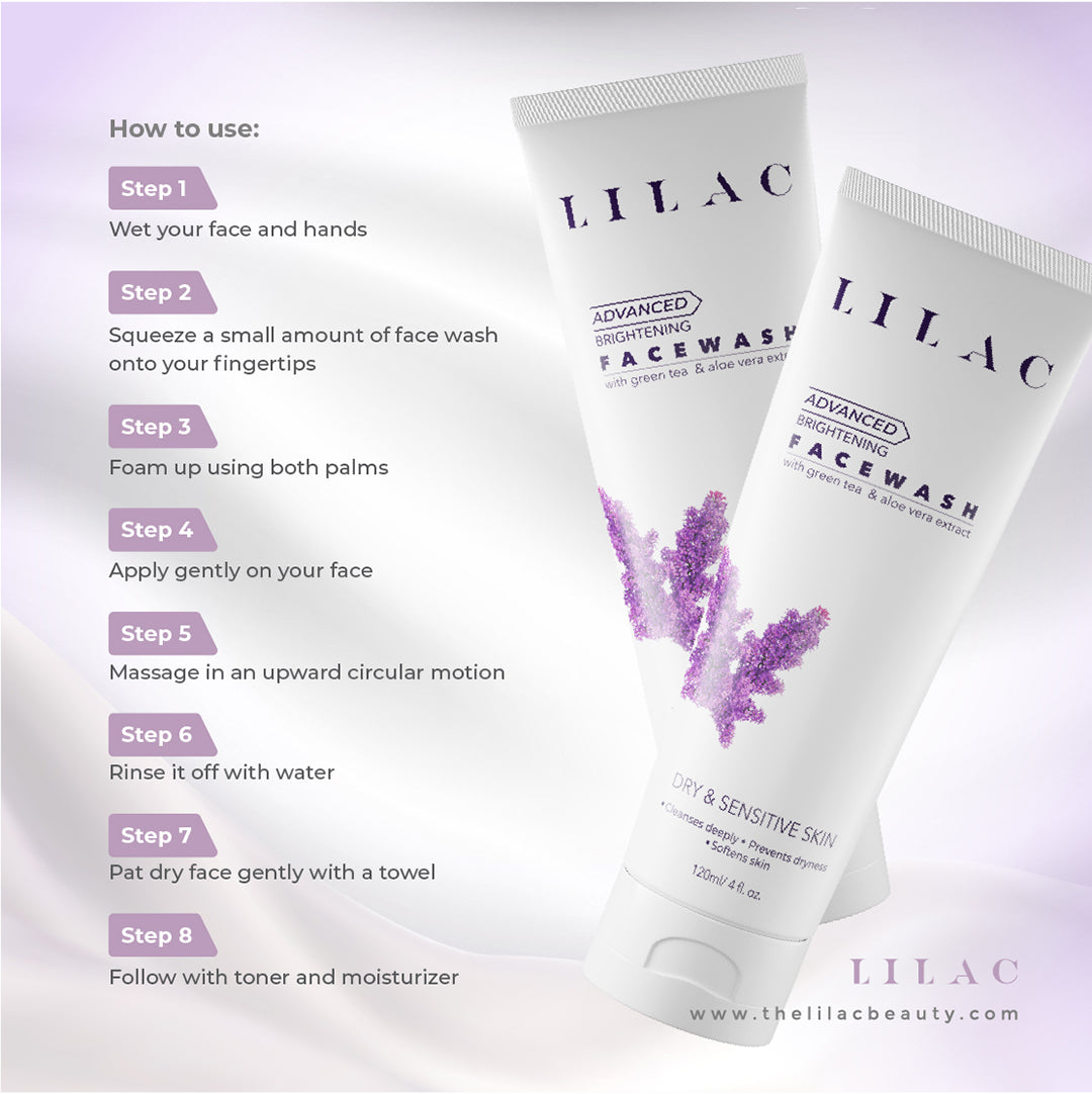 LILAC Brightening Face Wash Dry And Sensitive Skin (120ml)