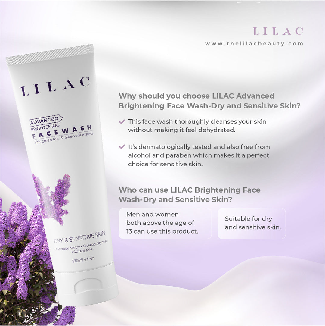 LILAC Brightening Face Wash Dry And Sensitive Skin (120ml)