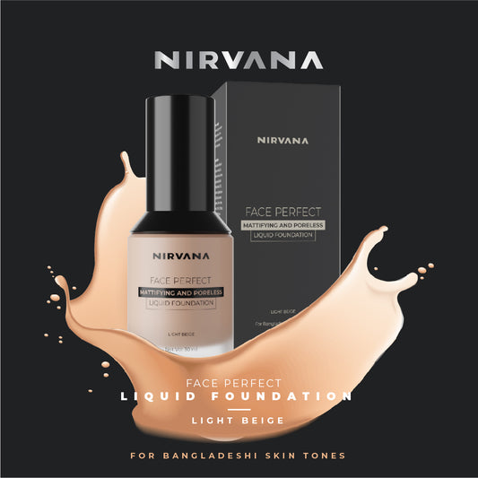 Nirvana Color Face Perfect Liquid Foundation – Light Beige (30ml)
