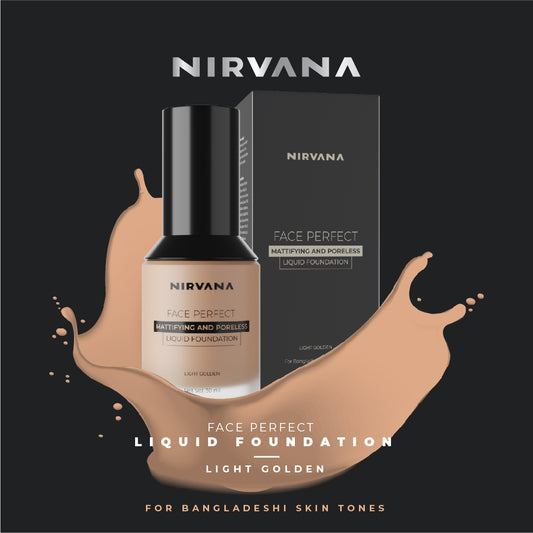 Nirvana Color Face Perfect Liquid Foundation – Light Golden (30ml)