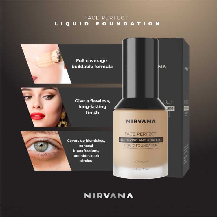 Nirvana Color Face Perfect Liquid Foundation – Light Honey (30ml)