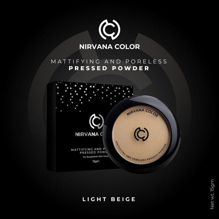 Nirvana Color Mattifying and Poreless Pressed Powder - Light Beige (15gm)