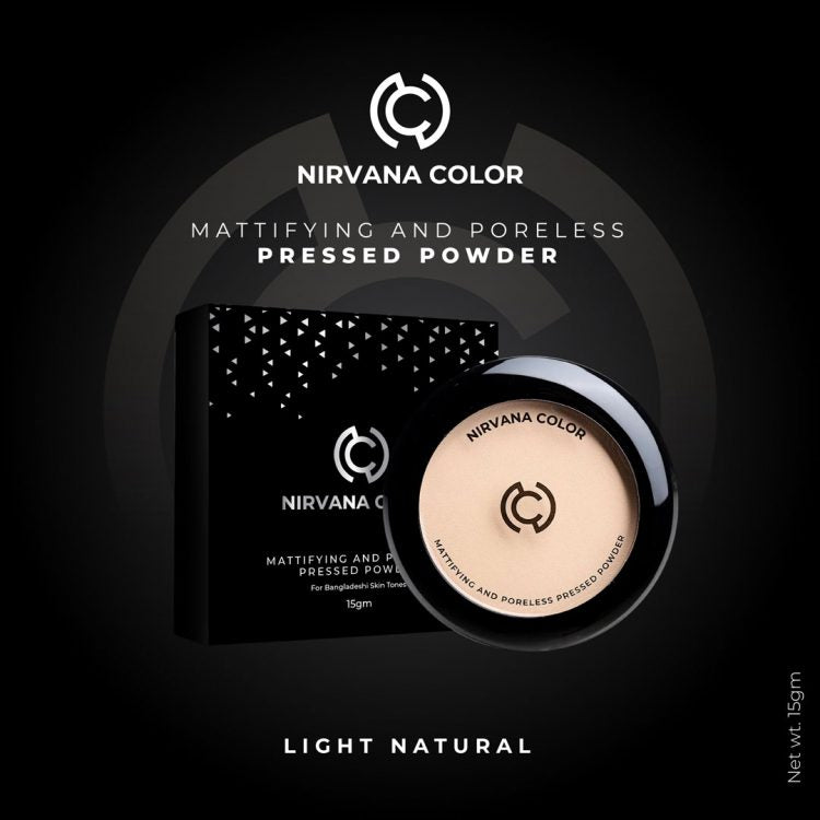 Nirvana Color Mattifying and Poreless Pressed Powder - Light Natural (15gm)