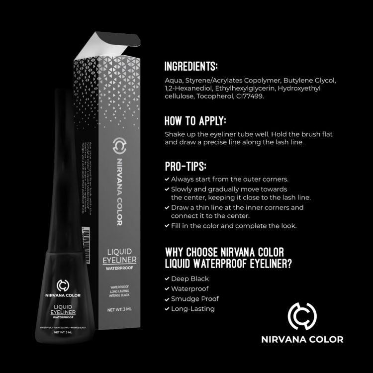 Nirvana Color Waterproof Liquid Eyeliner Deep Black (3ml)