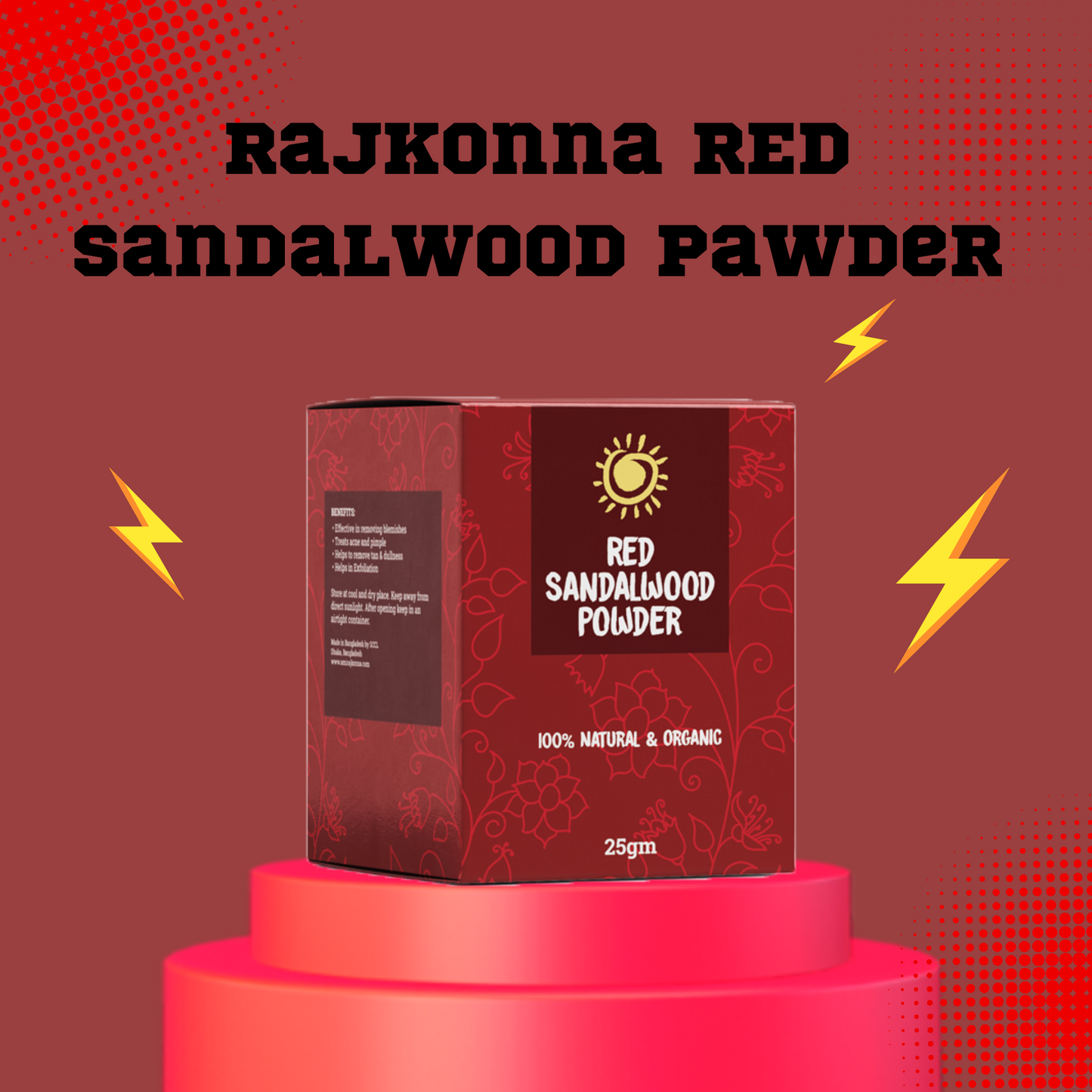 Rajkonna 100% Natural & Organic Red Sandalwood Powder (25gm)