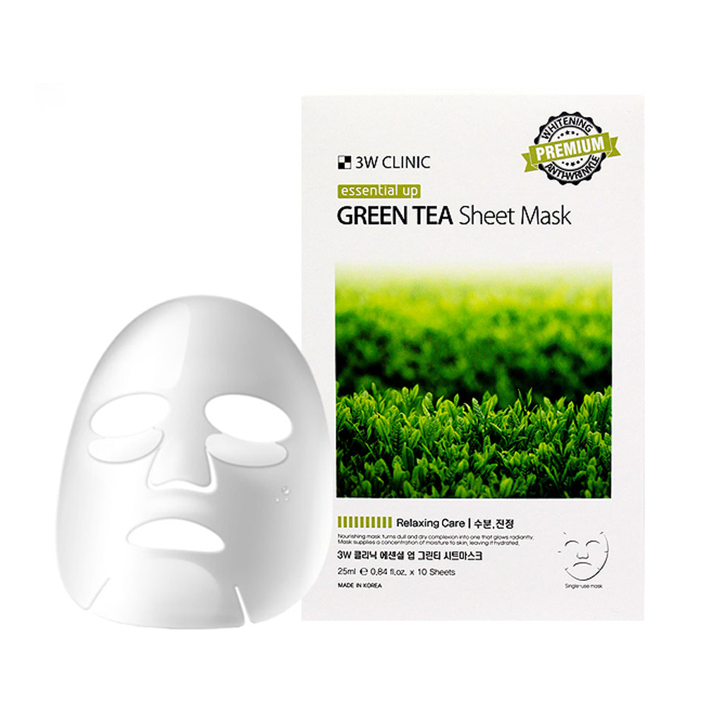 3W Clinic Essential Up Green Tea Sheet Mask - 25ml
