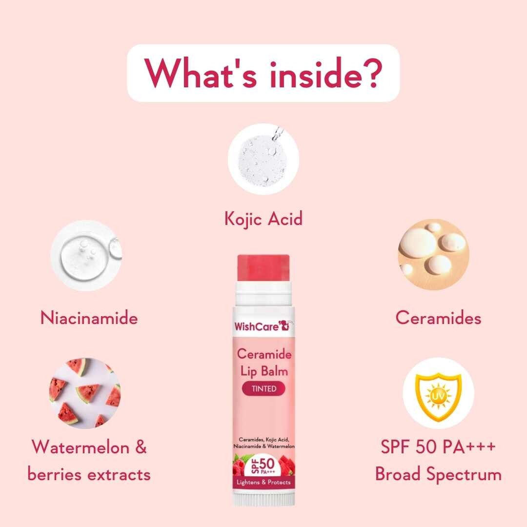 WishCare Ceramide Lip Balm with SPF 50 PA+++ (Tinted)