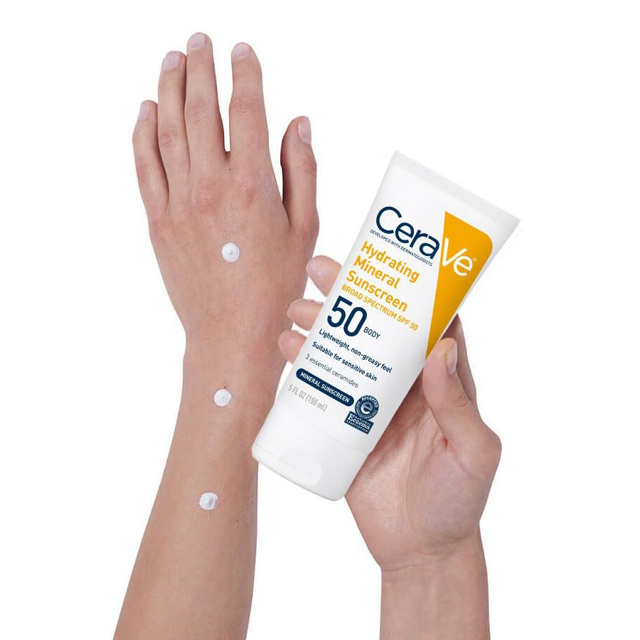 CeraVe Hydrating Mineral Body Sunscreen Broad Spectrum SPF 50 (150ml)