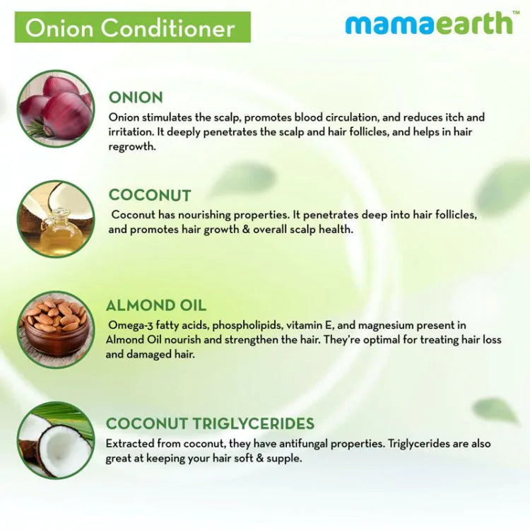 Mamaearth onion conditioner for hair growth & hair fall control with onion & coconut (250ml)