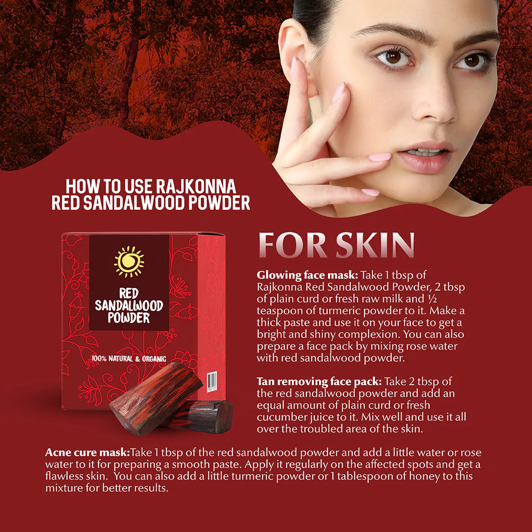 Rajkonna 100% Natural & Organic Red Sandalwood Powder