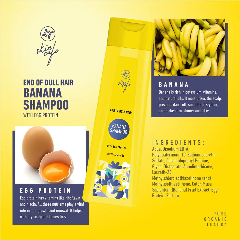 Skin Cafe End of Dull Hair Banana Shampoo with Egg Protein (250ml)
