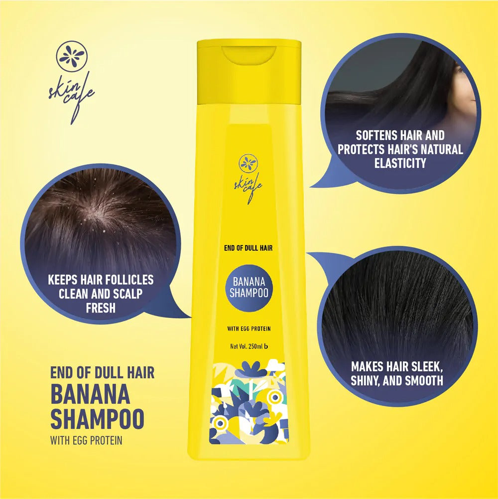 Skin Cafe End of Dull Hair Banana Shampoo with Egg Protein (250ml)
