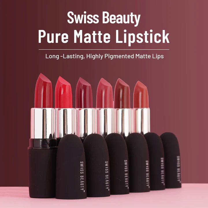 Swiss beauty Pure Matte Lipstick 01 ( Russian Red)