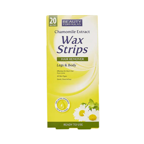Beauty Formulas Chamomile Extract Wax Strips Hair Remover For Legs & Body – 20 Wax Strips