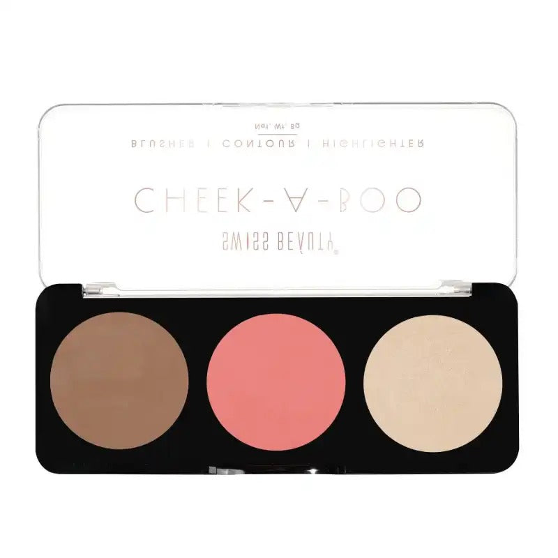 Swiss Beauty CHEEK-A-BOO 3-in-1 Face Palette BLUSHER|CONTOUR|HIGHLIGHTER - Swiss Beauty CHEEK